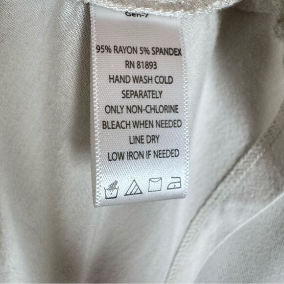 H by Halston Asymmetric Draped Jersey Top Drop Shoulder Ruched in Taupe Medium - Picture 7 of 7